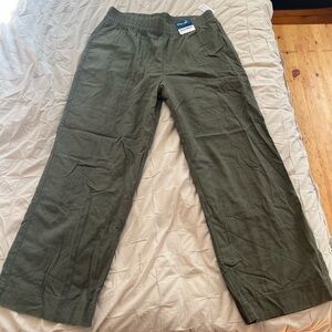 Old Navy Women’s Dark Olive High Waist Straight Leg Linen Pant, Large